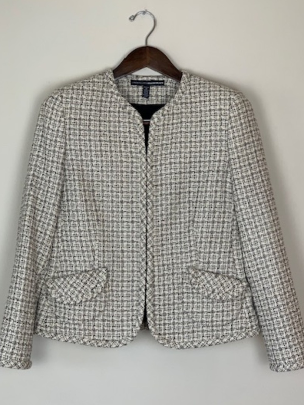 NWT Linda Allard Ellen Tracy Tweed Jacket Black Cream Women's Petite 14 Office
